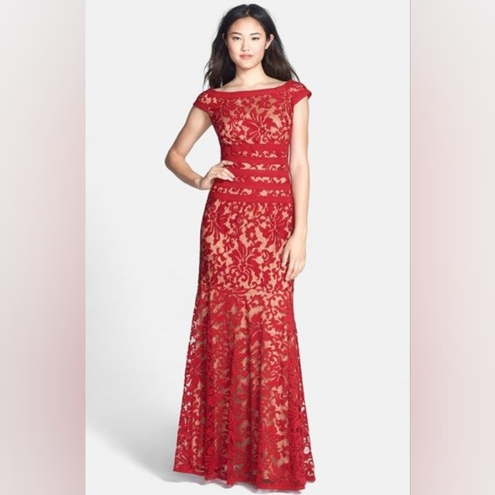 Tadashi Shoji Red Lace Fit and Flare Dress